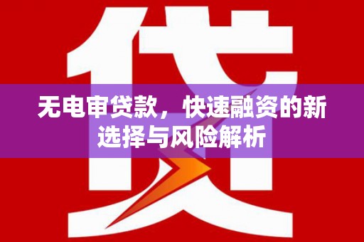 塘厦无电审贷款，快速融资的新选择与风险解析
