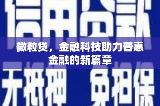塘厦微粒贷，金融科技助力普惠金融的新篇章