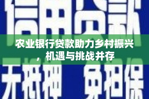 塘厦农业银行贷款助力乡村振兴，机遇与挑战并存